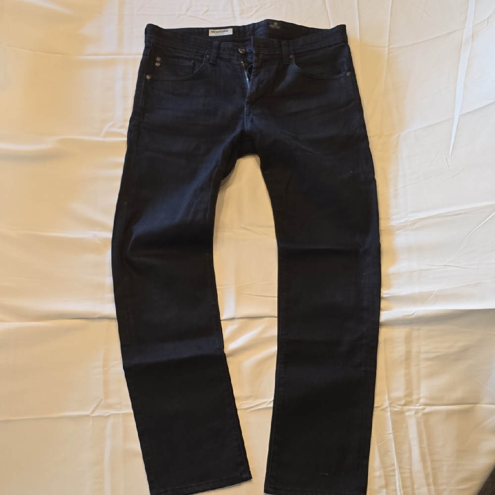 AG Adriano Goldschmied Men's Black Waxed Straight Jeans